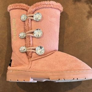 EUC Bebe Girls Pink Rhinestone Slipper Boots Girls 3